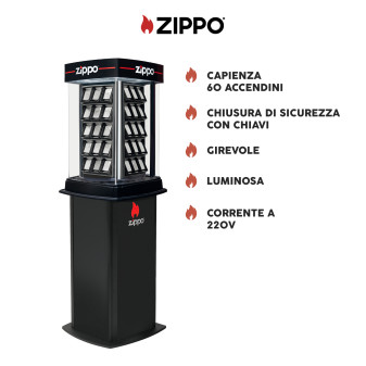 Espositore Zippo Vetrina Girevole Luminosa per 60 Accendini