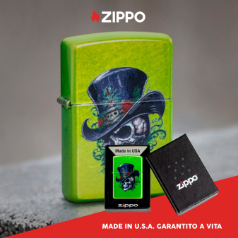 Accendino Zippo mod. 46709 Top Hat Skull Design