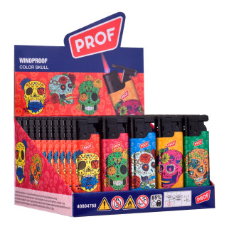 Accendini Maxi Elettronici Turbo Prof Fantasia Color Skull da 50