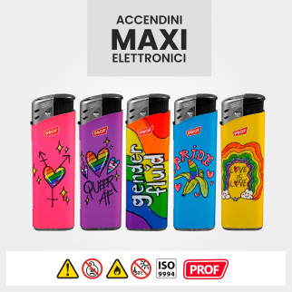 Accendini Maxi Elettronici Prof Fantasia LGBTQIA+ Box da 50