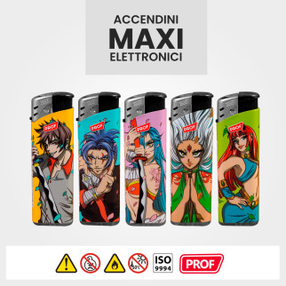Accendini Maxi Elettronici Prof Fantasia Manga Ninja Serie da 5