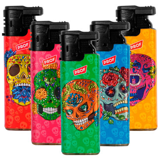 Accendini Maxi Elettronici Prof Fantasia Color Skull Serie da 5