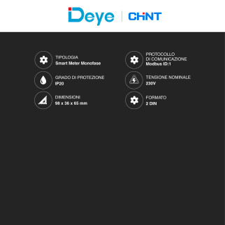 Chint Misuratore per Inverter Monofase Deye 230V RS485 2P MID