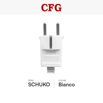CFG Spina Singola Schuko con Uscita Cavo Dritta - Colore Bianco