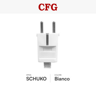 CFG Spina Singola Schuko con Uscita Cavo Dritta - Colore Bianco