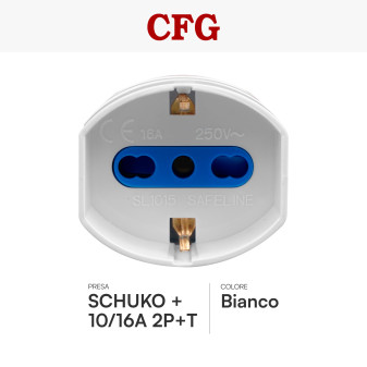 CFG Presa Bipasso Schuko + 10/16A 2P+T Colore Bianco