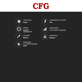 CFG Presa Bipasso Schuko + 10/16A 2P+T Colore Bianco