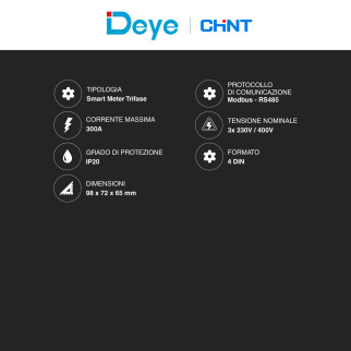 Chint Misuratore per Inverter Trifase Deye 3x 230-400V RS485 4P MID con Display LCD