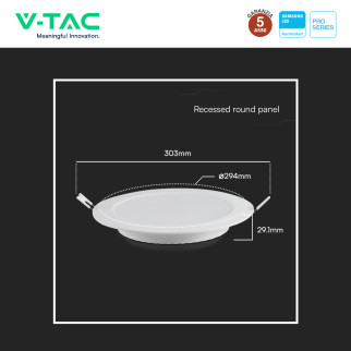V-Tac Pro VT-61024 Mini Pannello LED Rotondo 24W SMD Chip Samsung