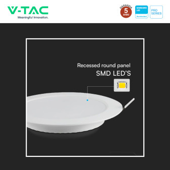 V-Tac Pro VT-61024 Mini Pannello LED Rotondo 24W SMD Chip Samsung