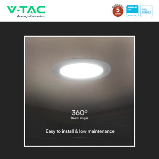 V-Tac Pro VT-61024 Mini Pannello LED Rotondo 24W SMD Chip Samsung