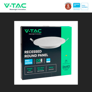 V-Tac Pro VT-61024 Mini Pannello LED Rotondo 24W SMD Chip Samsung