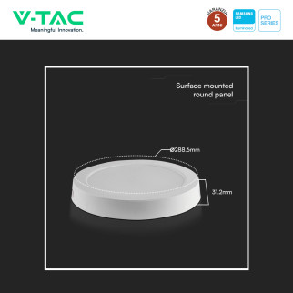 V-Tac Pro VT-60024 Mini Pannello LED Rotondo 24W SMD Chip Samsung