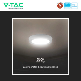 V-Tac Pro VT-60024 Mini Pannello LED Rotondo 24W SMD Chip Samsung