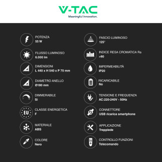 V-Tac VT-45055 Ring Light LED Rotonda 55W SMD CCT Changing Color 3in1