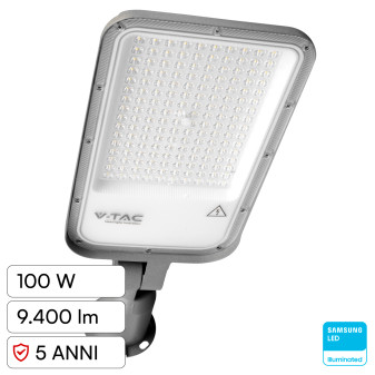 V-Tac VT-105ST Lampada Stradale LED Samsung SMD IP65 Grigio