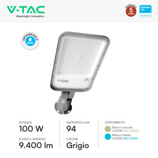 V-Tac VT-105ST Lampada Stradale LED Samsung SMD IP65 Grigio