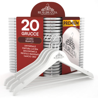 RealGruccia Grucce in Legno Naturale Colore Bianco 22x45cm