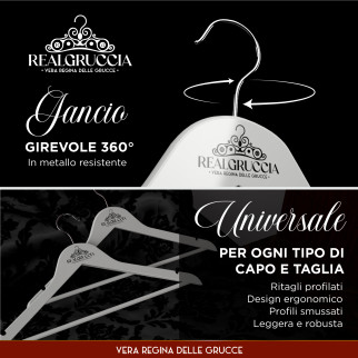 RealGruccia Grucce in Legno Naturale Colore Bianco 22x45cm