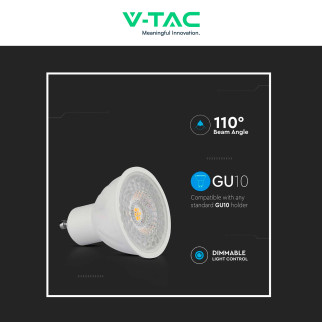 V-Tac VT-247D Lampadina LED GU10 6W Faretto PAR16 SMD Dimmerabile