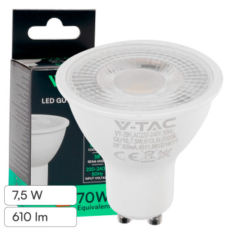 V-Tac VT-291 Lampadina LED GU10 7,5W Faretto PAR16 SMD