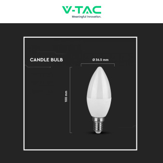 V-Tac VT-268 Lampadina LED E14 6,5W Candela C37 SMD