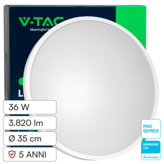 V-Tac Pro VT-8630 Plafoniera LED Rotonda 36W SMD Chip Samsung IP44
