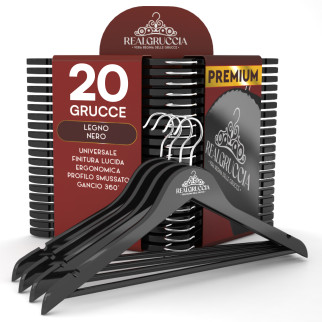 RealGruccia Grucce in Legno Naturale Colore Nero 22x45cm