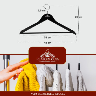 RealGruccia Grucce in Legno Naturale Colore Nero 22x45cm