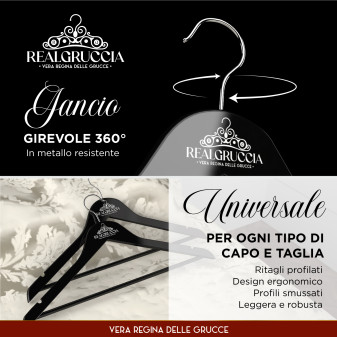 RealGruccia Grucce in Legno Naturale Colore Nero 22x45cm