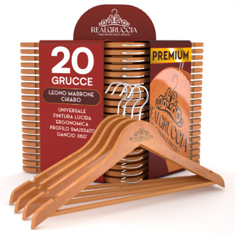 RealGruccia Grucce in Legno Naturale Colore Marrone Chiaro 22x45cm