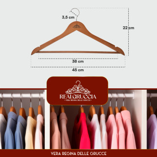 RealGruccia Grucce in Legno Naturale Colore Marrone Chiaro 22x45cm