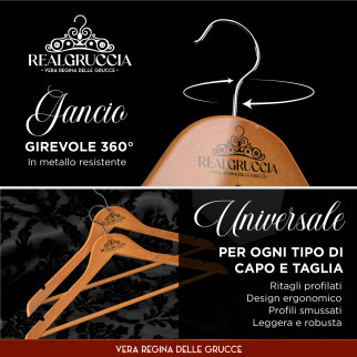 RealGruccia Grucce in Legno Naturale Colore Marrone Chiaro 22x45cm