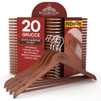 RealGruccia Grucce in Legno Naturale Colore Marrone Scuro 22x45cm