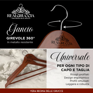 RealGruccia Grucce in Legno Naturale Colore Marrone Scuro 22x45cm