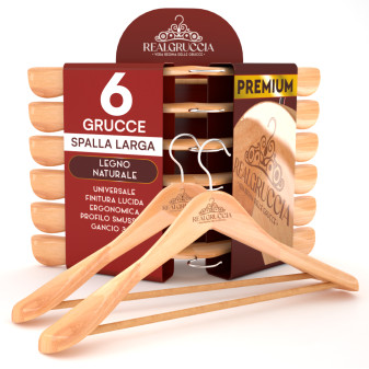RealGruccia Grucce in Legno Naturale a Spalla Larga 24x45cm