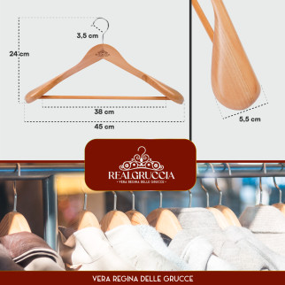 RealGruccia Grucce in Legno Naturale a Spalla Larga 24x45cm