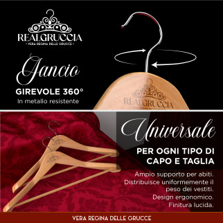 RealGruccia Grucce in Legno Naturale a Spalla Larga 24x45cm