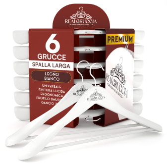 RealGruccia Grucce Legno Naturale Spalla Larga Colore Bianco 24x45cm