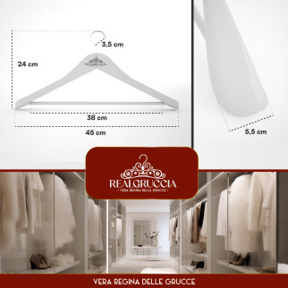 RealGruccia Grucce Legno Naturale Spalla Larga Colore Bianco 24x45cm