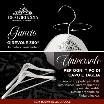 RealGruccia Grucce Legno Naturale Spalla Larga Colore Bianco 24x45cm