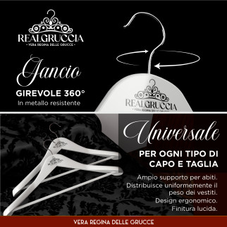 RealGruccia Grucce Legno Naturale Spalla Larga Colore Bianco 24x45cm