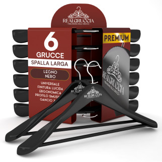 RealGruccia Grucce Legno Naturale Spalla Larga Colore Nero 24x45cm