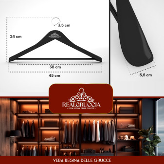 RealGruccia Grucce Legno Naturale Spalla Larga Colore Nero 24x45cm