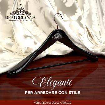 RealGruccia Grucce Legno Naturale Spalla Larga Colore Nero 24x45cm