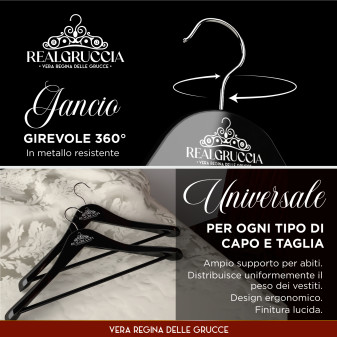 RealGruccia Grucce Legno Naturale Spalla Larga Colore Nero 24x45cm