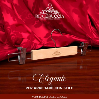 RealGruccia Grucce in Legno Naturale con Pinze Regolabili 13x33cm