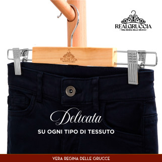 RealGruccia Grucce in Legno Naturale con Pinze Regolabili 13x33cm