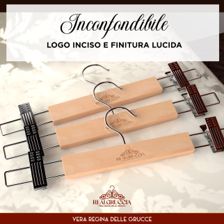 RealGruccia Grucce in Legno Naturale con Pinze Regolabili 13x33cm