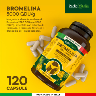 RadiciVitalia Bromelina Drenante Forte 500mg Integratore 5000 GDU/g